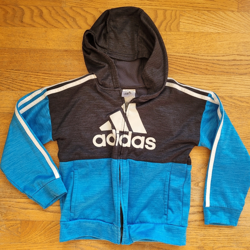 Adidas Kids Full Zip Hoodie in Blue and Black